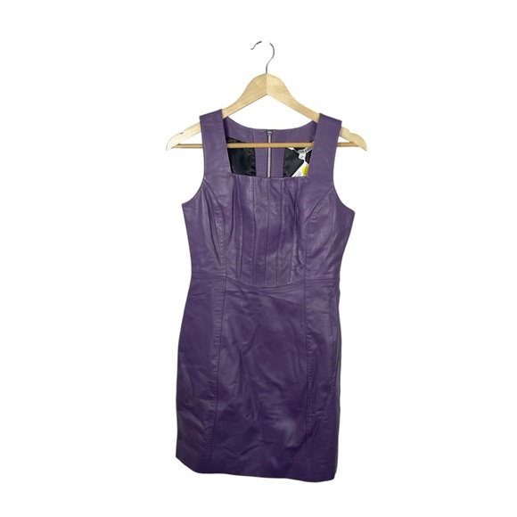 NWT Walter Baker Libra Leather Mini Dress in Amethyst Purple Size 2 - Picture 9 of 14